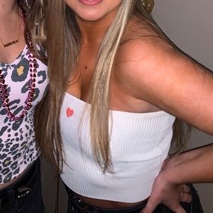 Pacsun heart white tube top